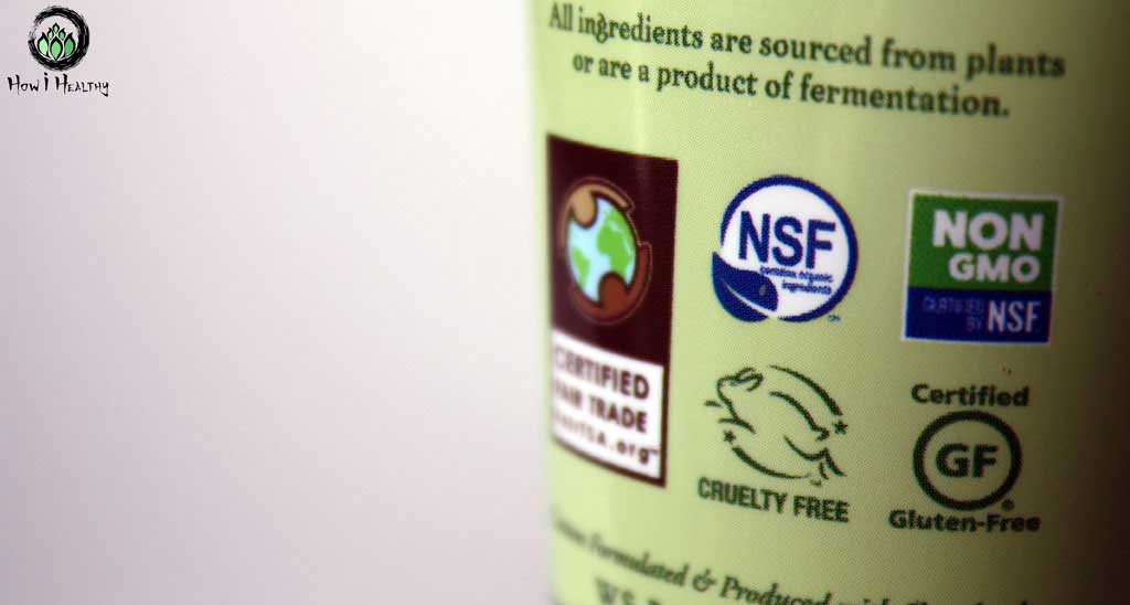 Eco certification marks on product.