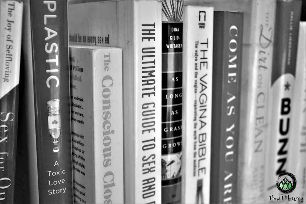 Shelf showing a row of books.