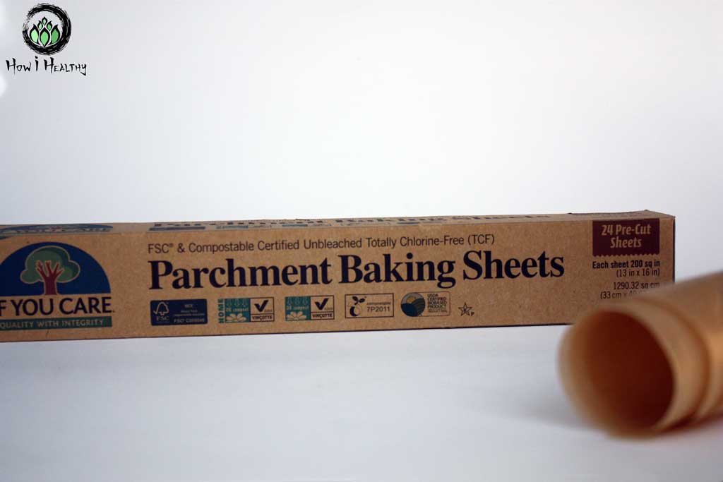 Brown compostable baking parchment side paper box packaing.