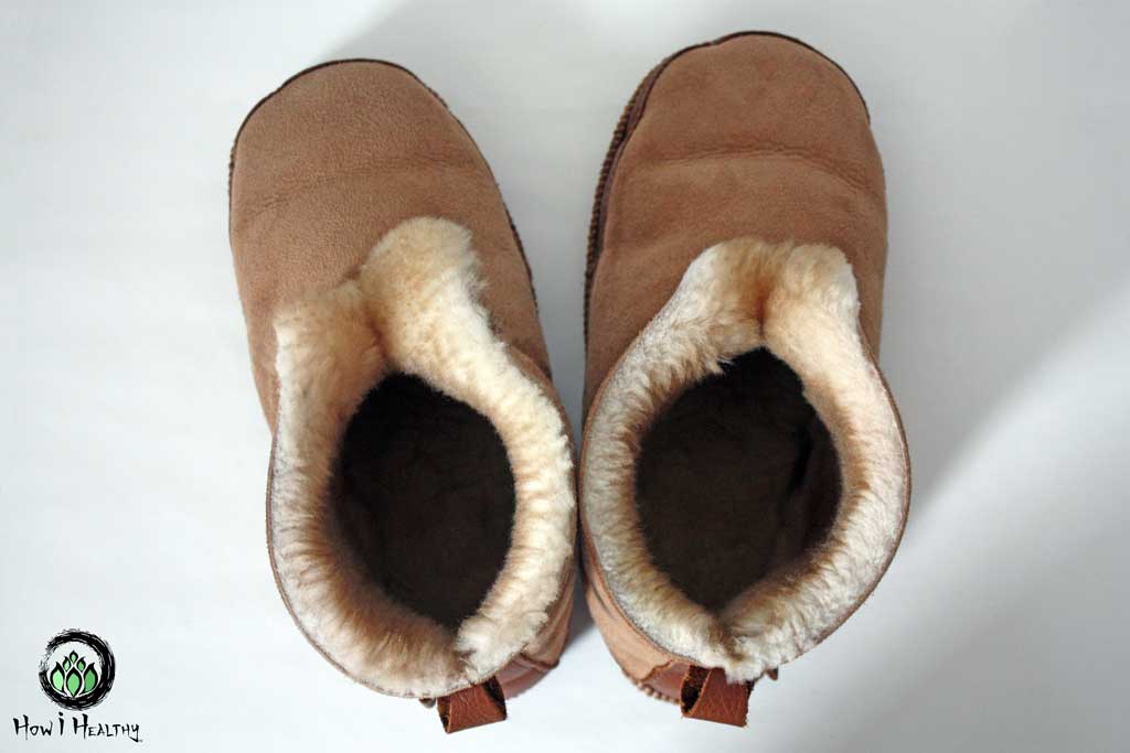 Inside view of Softstar Shoes sheepskin slippers.