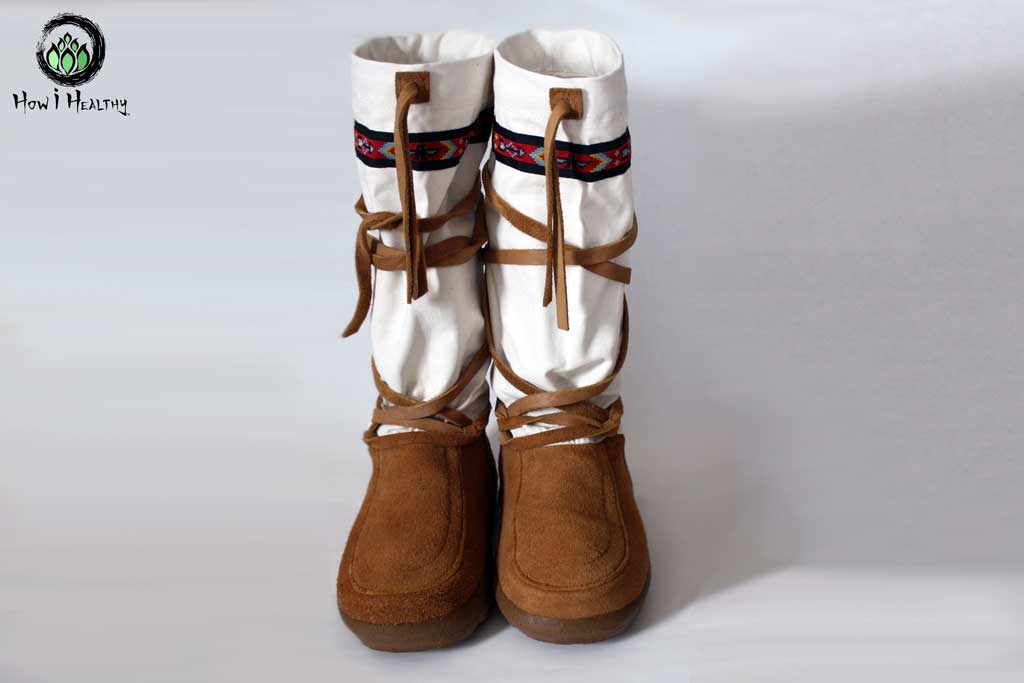 A pair of Steger Mukluks leather canvas snow boots.