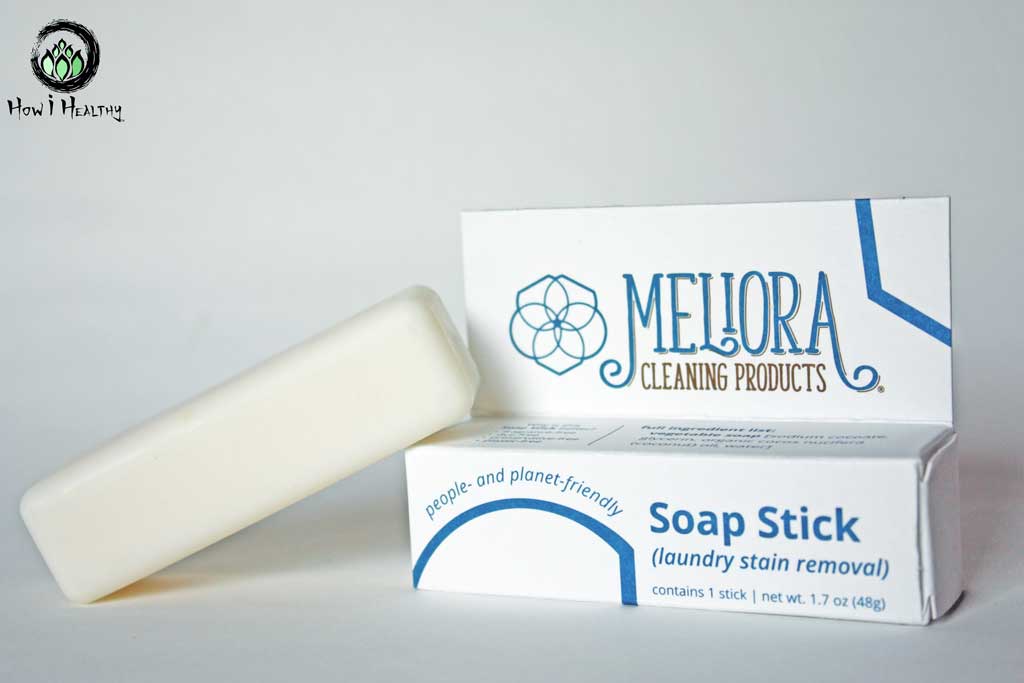 Natural laundry stain soap stick with paper packaging.