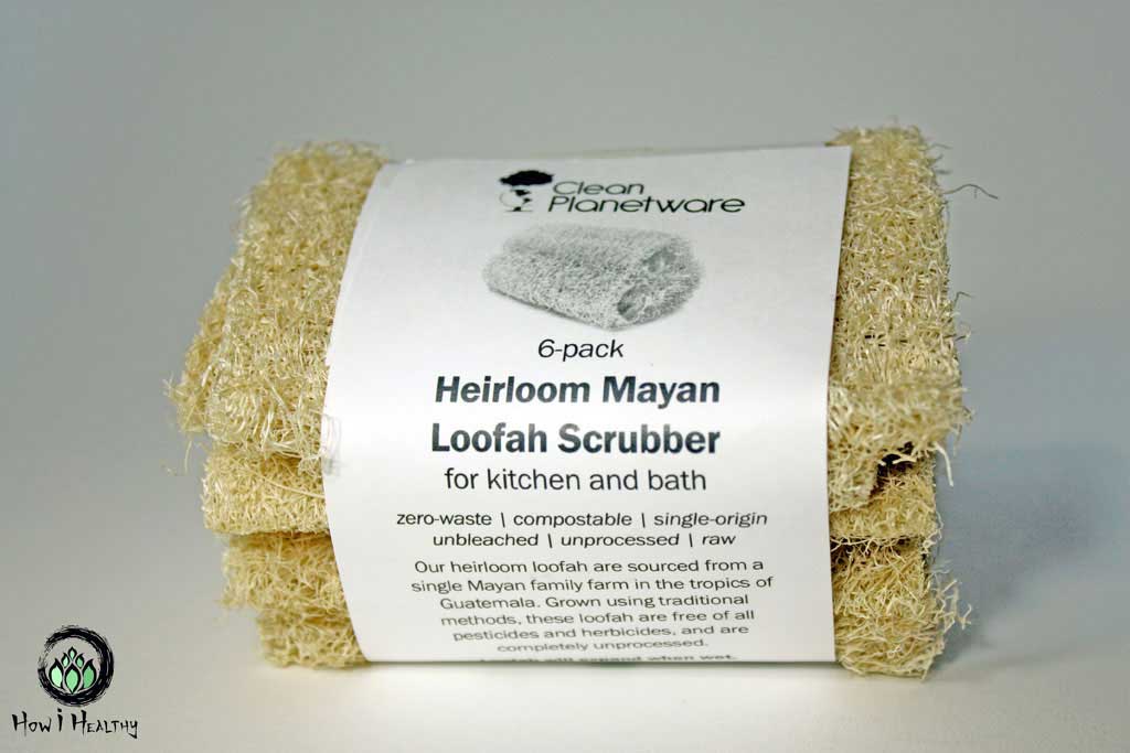 Clean Planetware natural loofah sponge set pack of six.